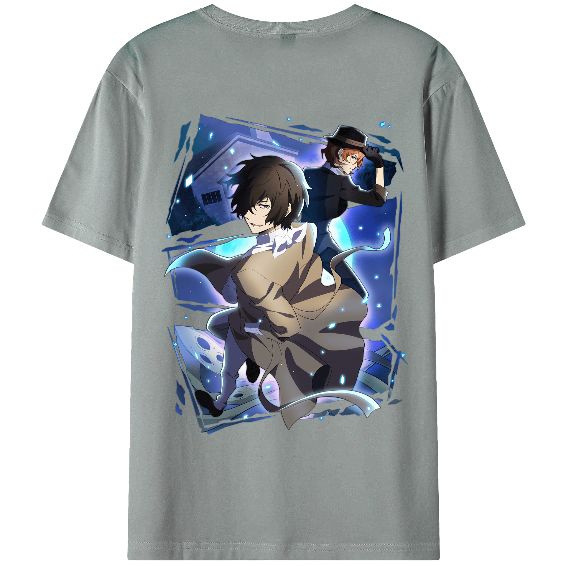 （画像用） 文豪ストレイドッグス Bungo Stray Dogs 綿100％ メンズ半袖Tシャツ（バックプリント） 通気性